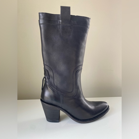 Frye Sandra Below Knee Mid Boots Black w/ Removable Belts Size